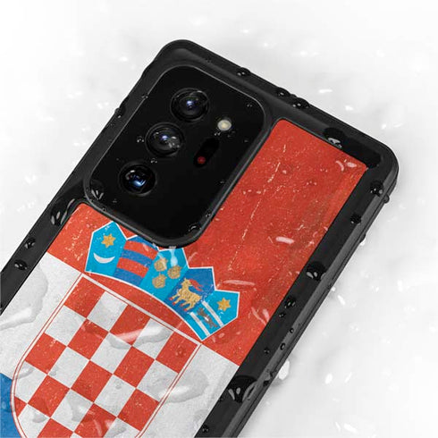 Croatia Flag Distressed Galaxy Note20 Ultra 5G Waterproof Case